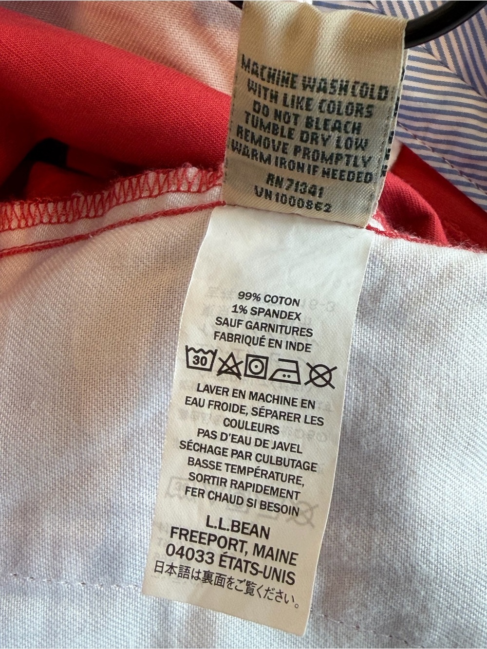 L.L. BEAN Favorite Fit Washed Cotton Chino Shorts Coral Red Sea Rose Size 18 NWT - Picture 15 of 16